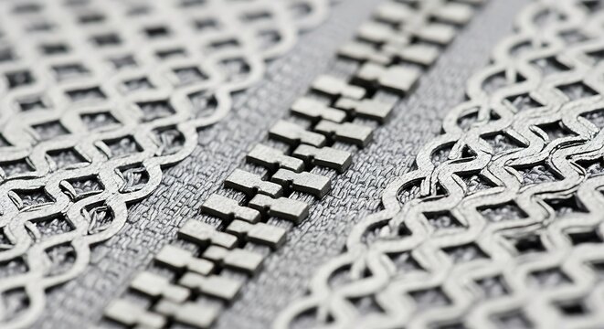 Close up of metallic chain mail armor pattern