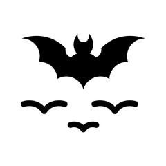 Fototapeta premium Bat silhouette icon. Science and wildlife filled symbol. Black and white.