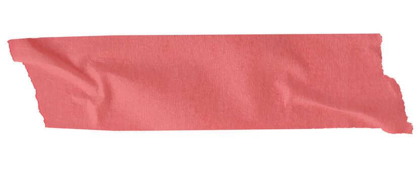Red decorative masking tape strip isolated on transparent background png for scrapbook title bar and captions