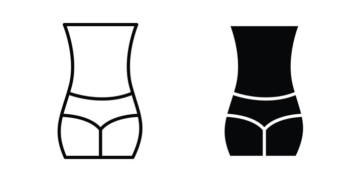 Female hips and waist icon design illustrator set. Icons in line and clipart