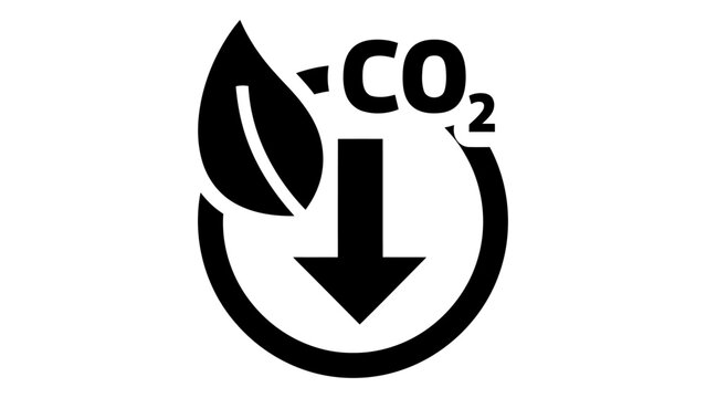 Carbon dioxide reduction icon co2 emission reduction symbol with a leaf and a downward arrow, ecofriendly concept