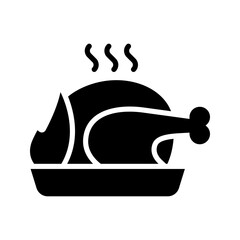 Roast turkey icon. Food and holiday dish filled symbol. Black and white. © M.Style