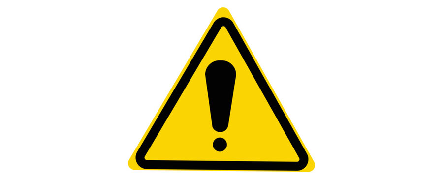 Warning sign, Attention sign, A yellow triangle sign with a black exclamation mark icon inside it