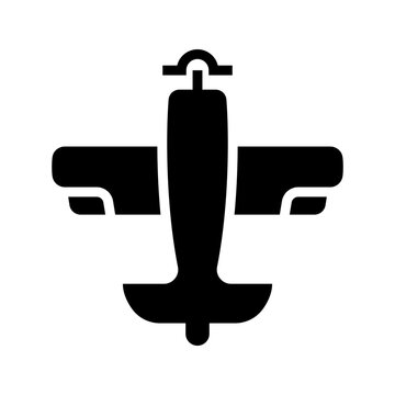 Biplane aircraft icon. Transportation and aviation filled symbol. Black and white.