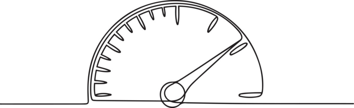 Speedometer continuous one line drawing. Speed indicator, Internet car speed. Performance concept. Speedometer set.one line Art icon drawing vector