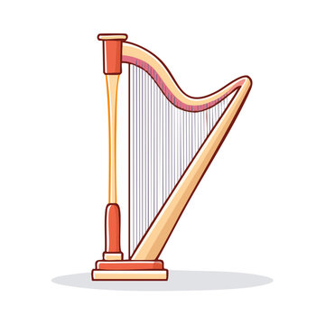 Classic Harp Musical Instrument with Wooden Frame and Many Strings