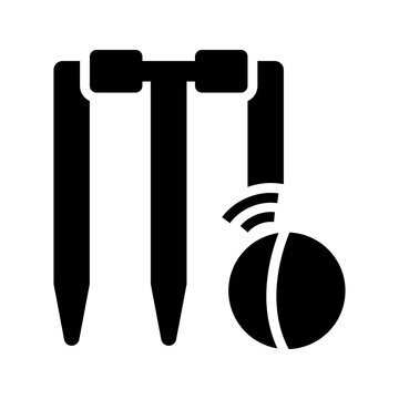 Cricket wicket icon. Sports and cricket equipment filled symbol. Black and white.