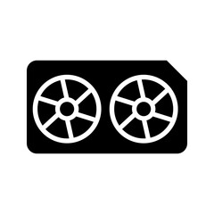 Fototapeta premium Graphics card icon. Technology and computer hardware filled symbol. Black and white.