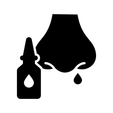Nose drops icon. Healthcare and nasal care filled symbol. Black and white.