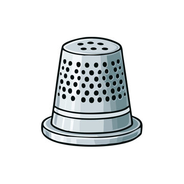 Metal sewing thimble with perforated pattern on a white background