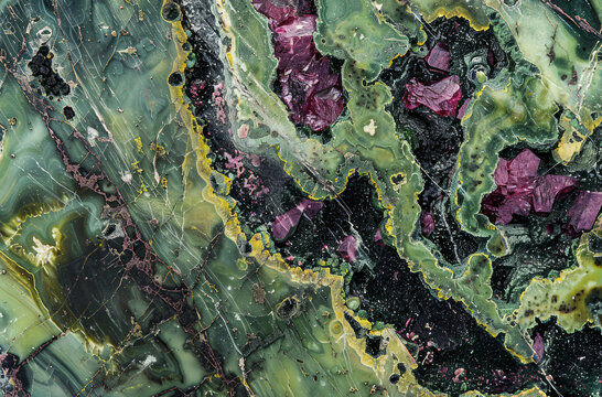 Photo of Zoisite green dark marble pattern with golden veins. Background texture for backdrops or mapping