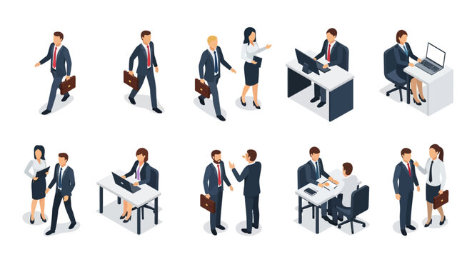 Business People Isometric Set Professional Office Workers.