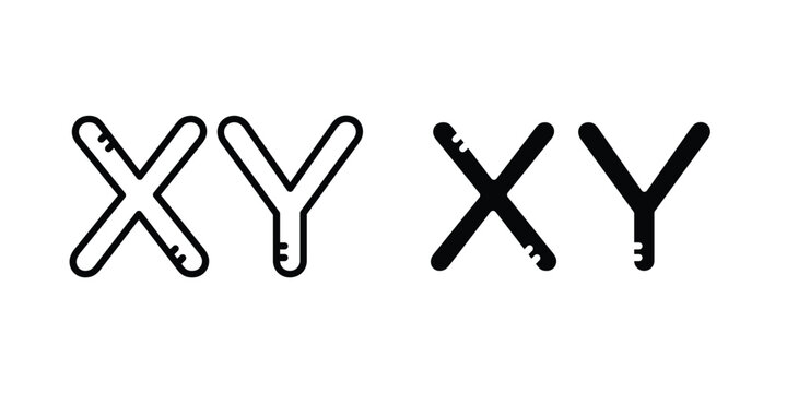 Masculine Chromosomes icon design illustrator set. Icons in line and clipart