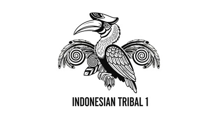 Ornate Hornbill Tribal Illustration © Alis