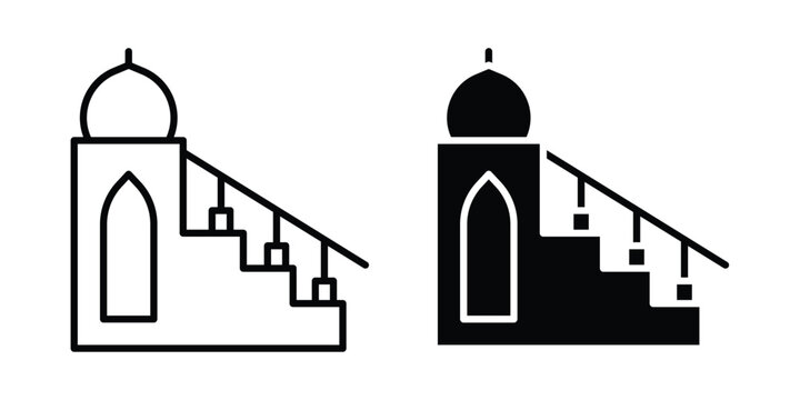 Minbar icon design illustrator set. Icons in line and clipart