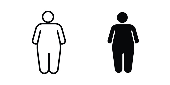 Overweight icon design illustrator set. Icons in line and clipart