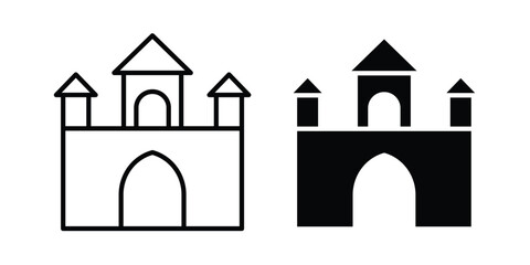 Palace icon design illustrator set. Icons in line and clipart © Dan