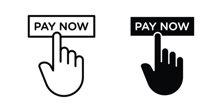 Pay now icon design illustrator set. Icons in line and clipart