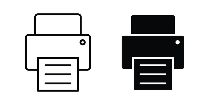 Printer icon design illustrator set. Icons in line and clipart