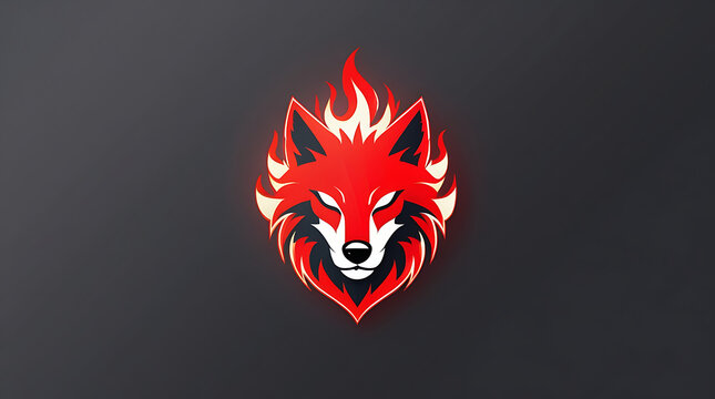 red Flame Wolf Head Logo Vector with Modern Esports Mascot Style	