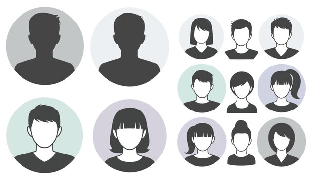 Collection of diverse anonymous user profile icons and avatars.