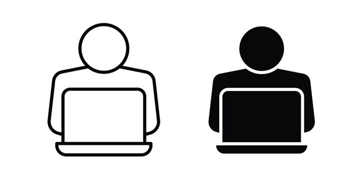 Programmer icon design illustrator set. Icons in line and clipart