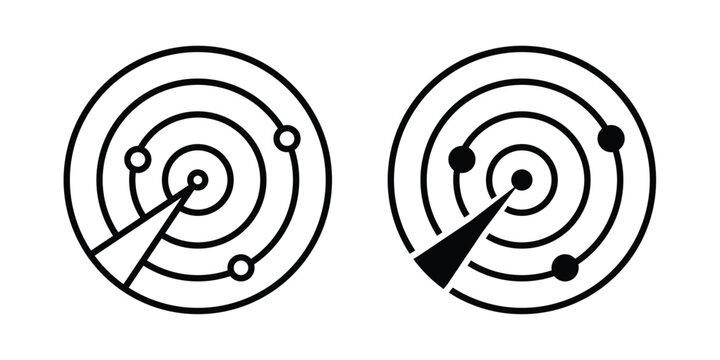 Radar icon design illustrator set. Icons in line and clipart