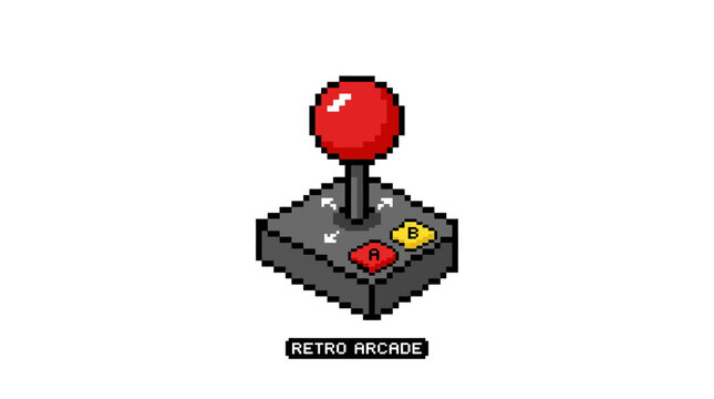 Retro Arcade Joystick Pixel Art