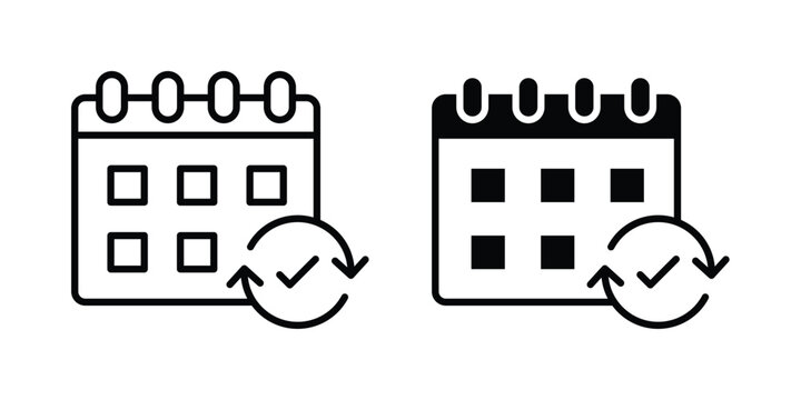 Reschedule icon design illustrator set. Icons in line and clipart