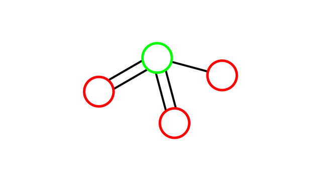chlorate molecule, structural chemical formula, ball-and-stick model, isolated image oxidizing agent
