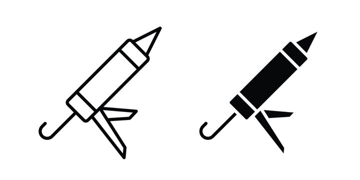 Sealant gun icon design illustrator set. Icons in line and clipart