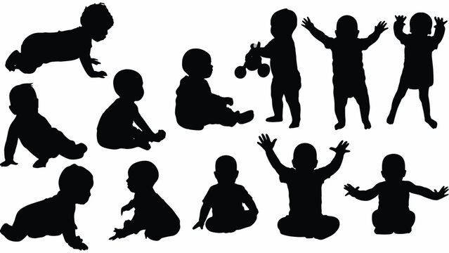 Silhouettes of happy little babies.