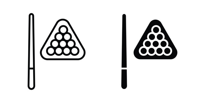 Snooker icon design illustrator set. Icons in line and clipart