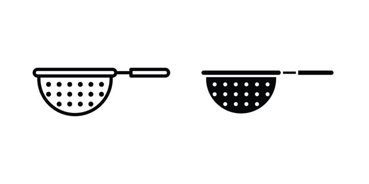 Strainer icon design illustrator set. Icons in line and clipart