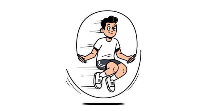 Boy jumping with skipping rope.