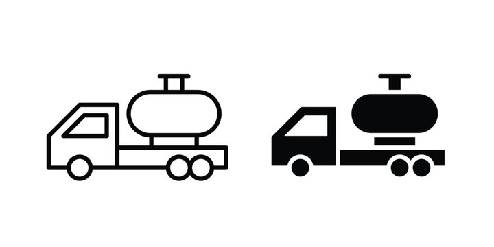Tank truck icon design illustrator set. Icons in line and clipart