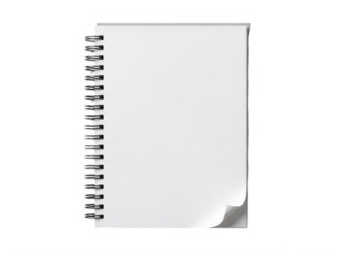 Blank spiral notebook with pages for notes and writing ideas on desk isolated on transparent background