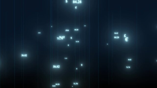Digital Financial Matrix: A futuristic visual representation of global financial data, where glowing numerical values dance across a dark, digital canvas.