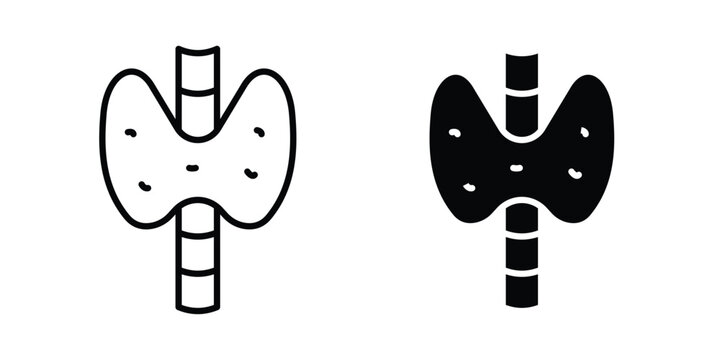 Thyroid gland icon design illustrator set. Icons in line and clipart