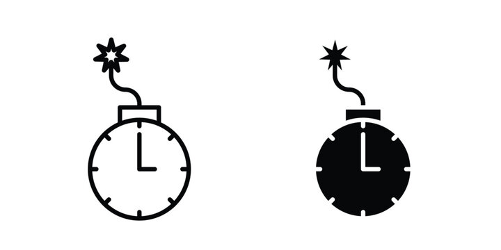 Time bomb icon design illustrator set. Icons in line and clipart