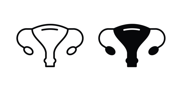 Uterus icon design illustrator set. Icons in line and clipart