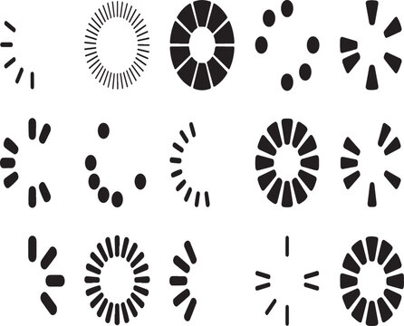 Abstract radial preloader symbols isolated on white