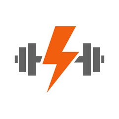 Obraz premium High Energy Fitness Workout Barbell Lightning Bolt Logo