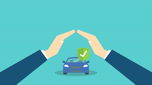 Animated Car Insurance Protection with Safety Shield and Secure Vehicle Coverage