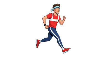 Obraz premium Man Running in Red and Blue.