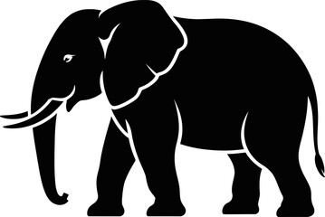 Obraz premium A large elephant illustration walks forward on white background vector file
