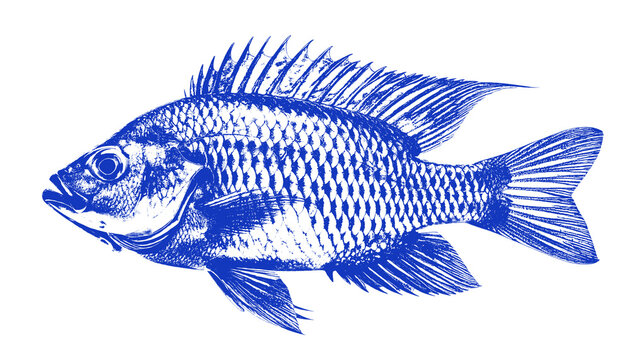 Detailed Blue Fish Vector Icon - Lake & River Wildlife