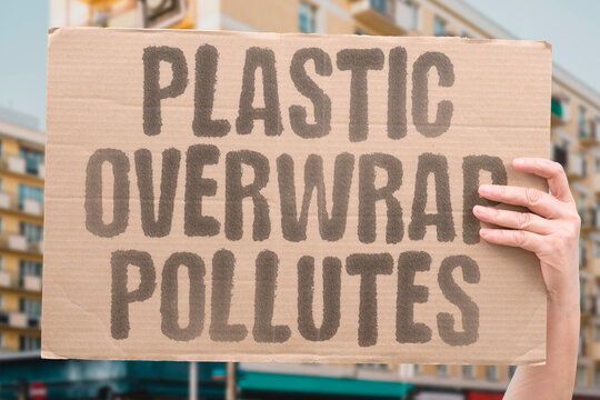 "Plastic Overwrap Pollutes" Retail overwrapping of produce adds plastic waste without preserving freshness. RETAIL. OVERWRAPPING. PRODUCE. PLASTIC. FRESHNESS.
