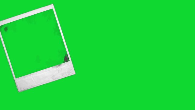 Vintage Instant Photo Frame Animation on Green Screen Background with Empty Polaroid Mockup for Custom Media Replacement