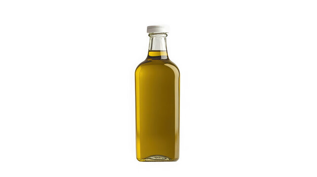 Olive oil bottle on white background